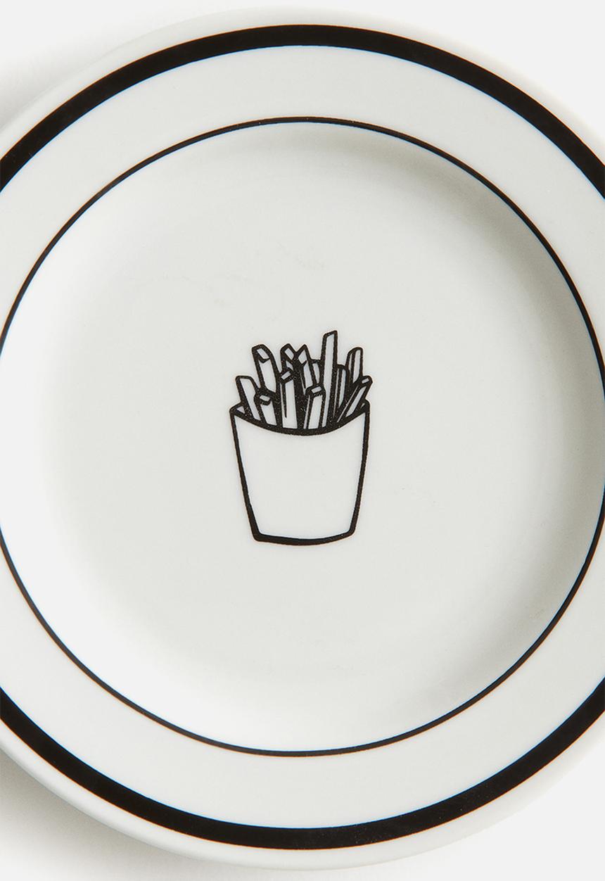 H&M - Small porcelain plate - white/chips