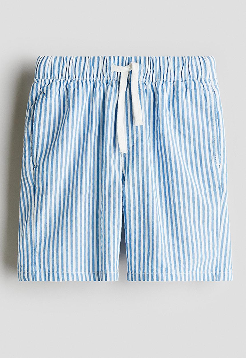 H&M - Cotton seersucker shorts - light blue striped