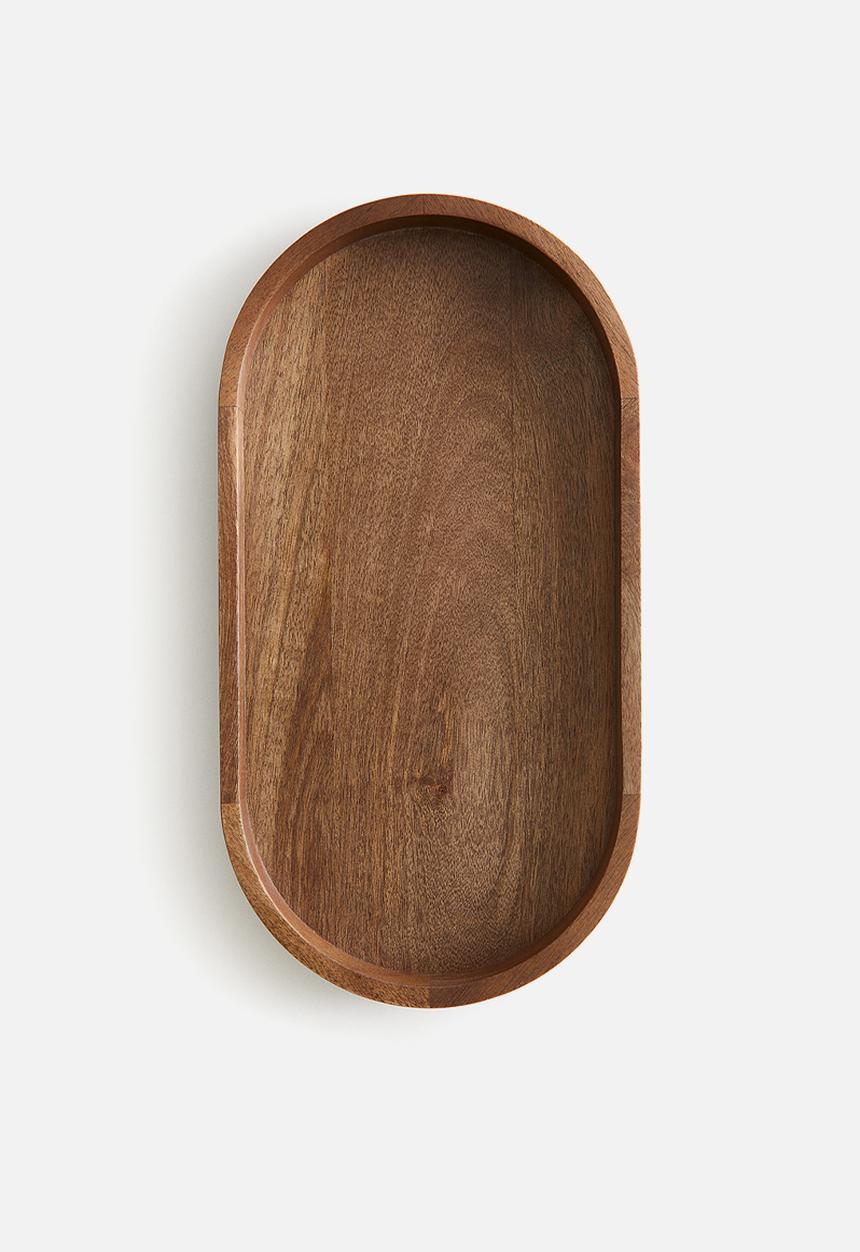 H&M - Oval mango wood tray - brown