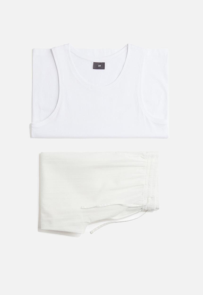 H&M - Pyjama vest top and bottoms - white