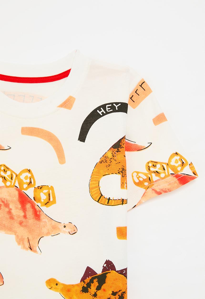Pop Candy - Painted dino all-over-print tee - off white