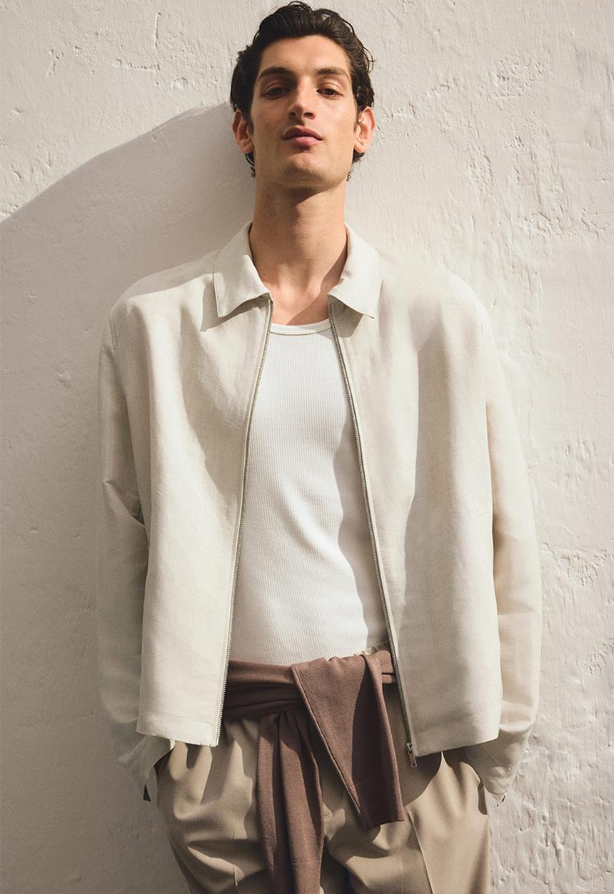 H&M - Regular fit linen-blend jacket - light beige