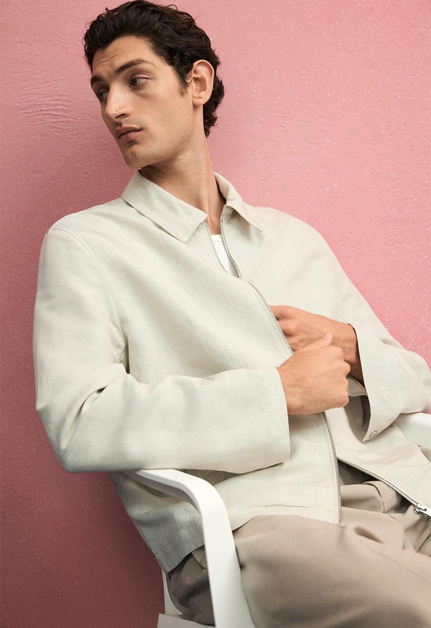 H&M - Regular fit linen-blend jacket - light beige