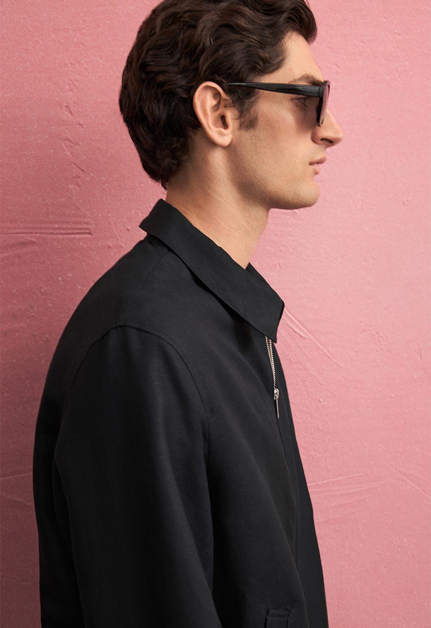 H&M - Regular fit linen-blend jacket - navy blue 