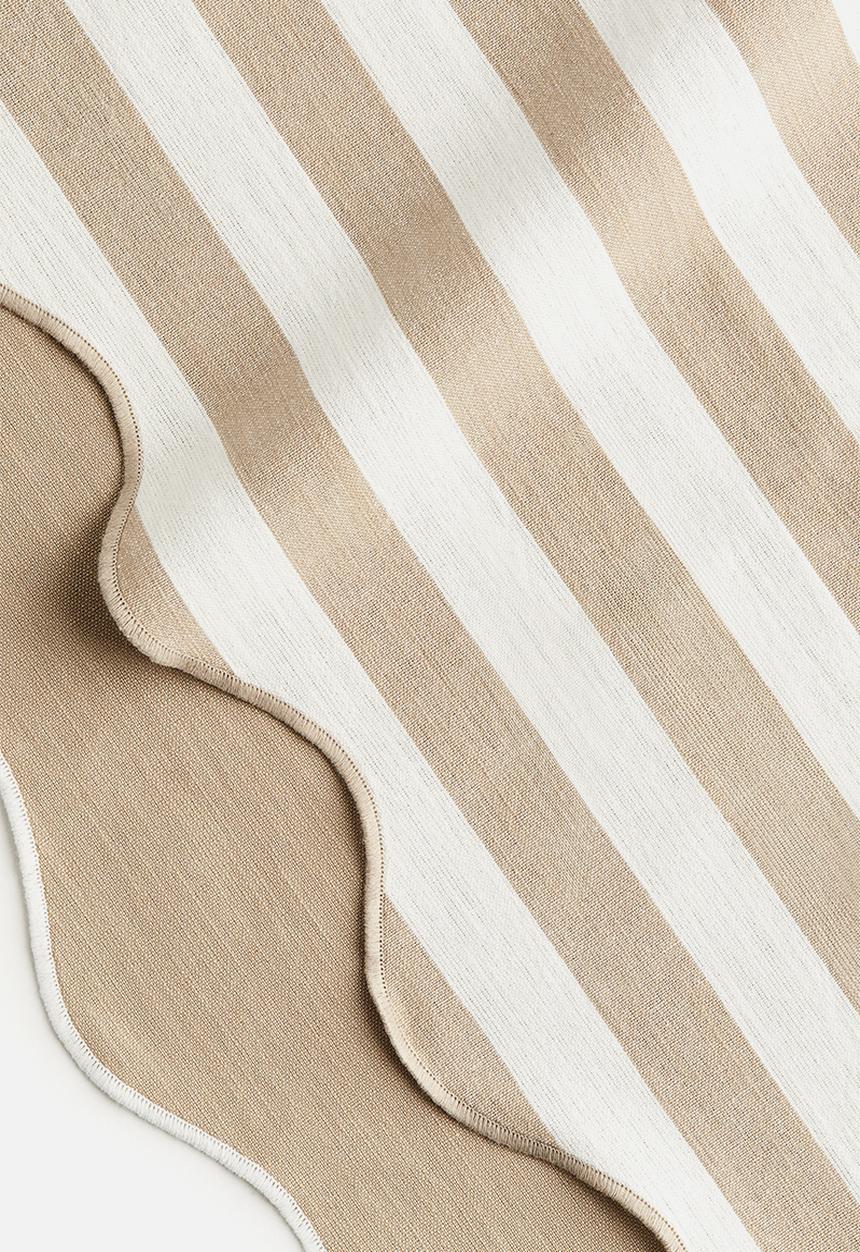 H&M - 2-Pack scallop-edged tea towels - beige/striped
