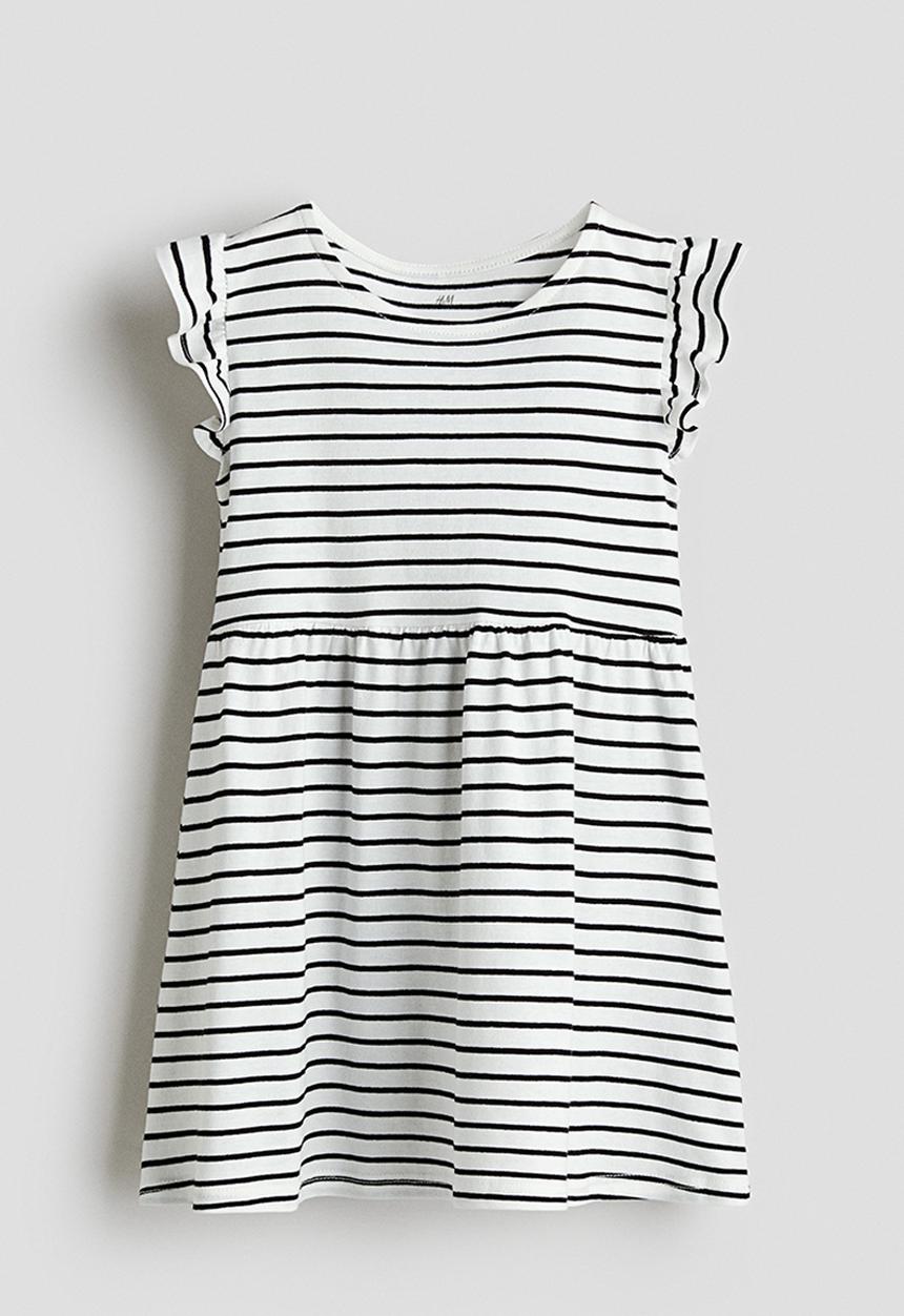 H&M - Printed cotton dress - white & black striped