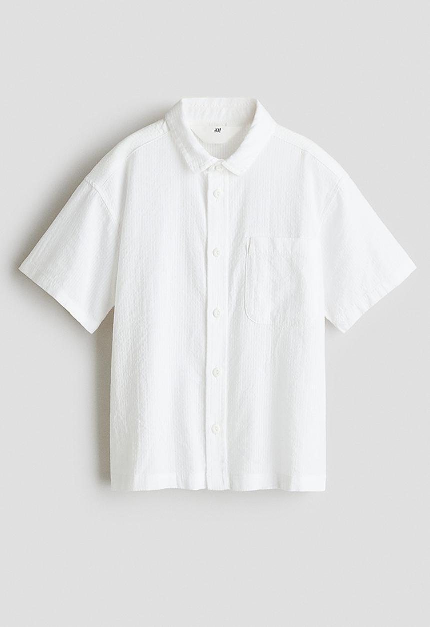 H&M - Cotton seersucker shirt - white