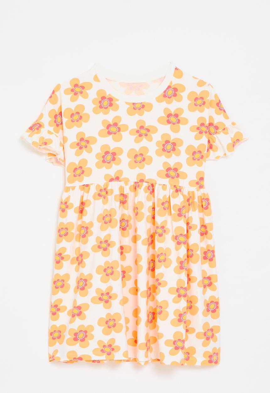 Pop Candy - Floral all-over print dress - white/orange