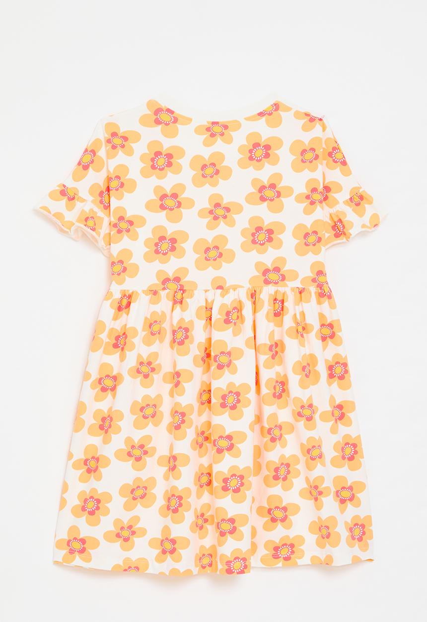 Pop Candy - Floral all-over print dress - white/orange