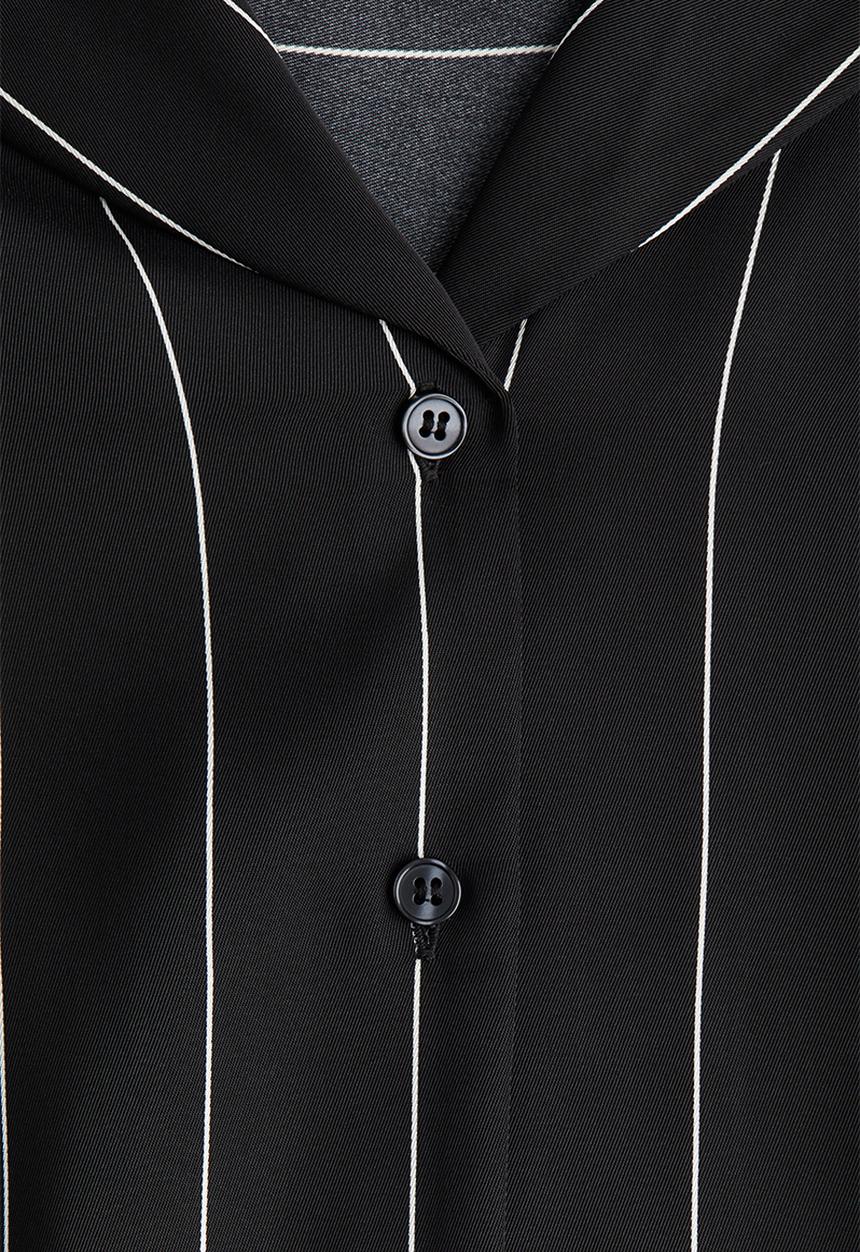 H&M - Twill resort shirt - black pinstriped