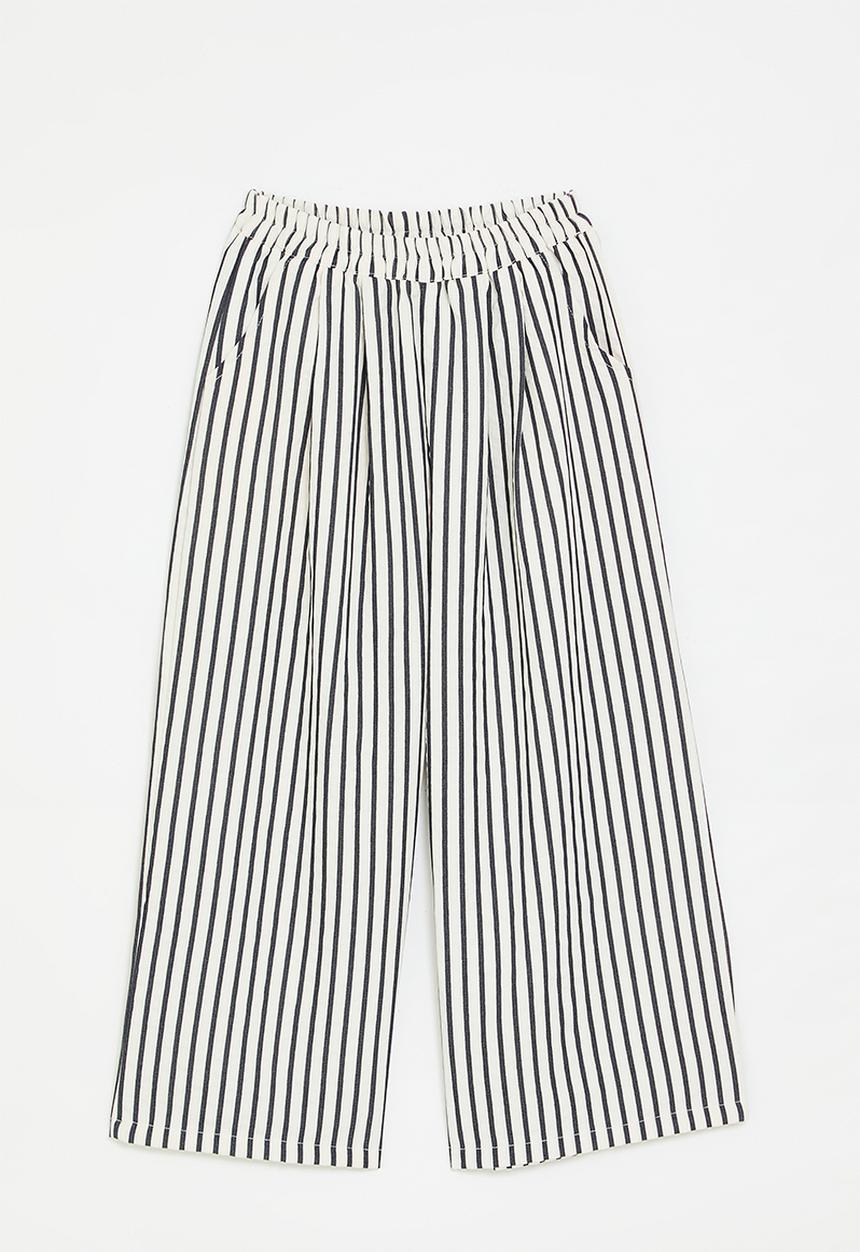 Pop Candy - Wide casual pants - white/black stripes