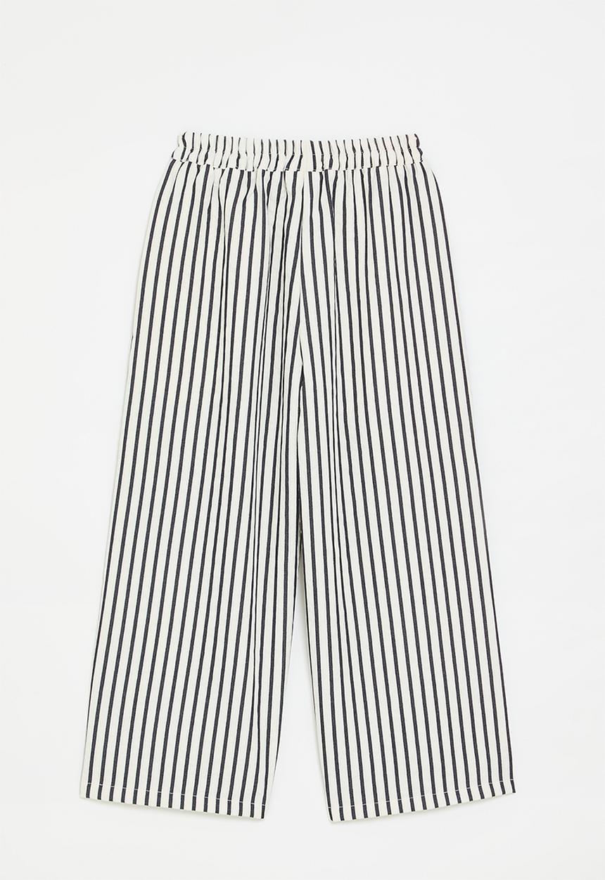 Pop Candy - Wide casual pants - white/black stripes