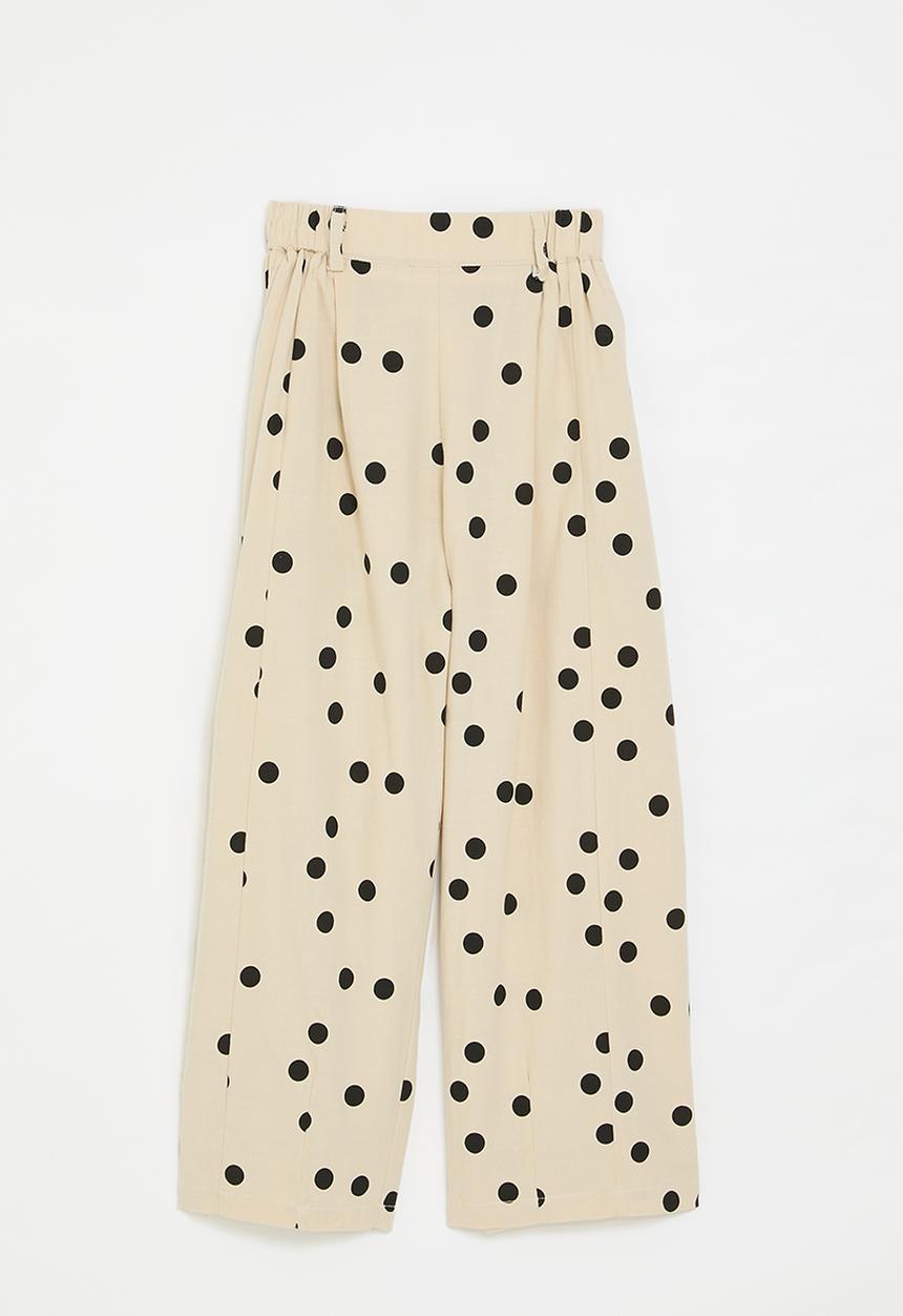 Pop Candy - Wide leg pants - wheat/polka dots