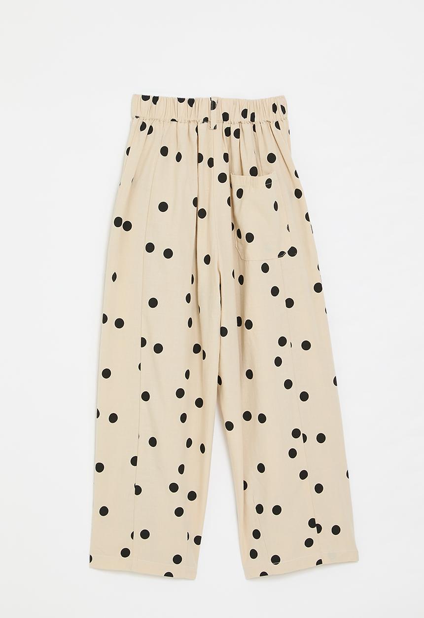 Pop Candy - Wide leg pants - wheat/polka dots