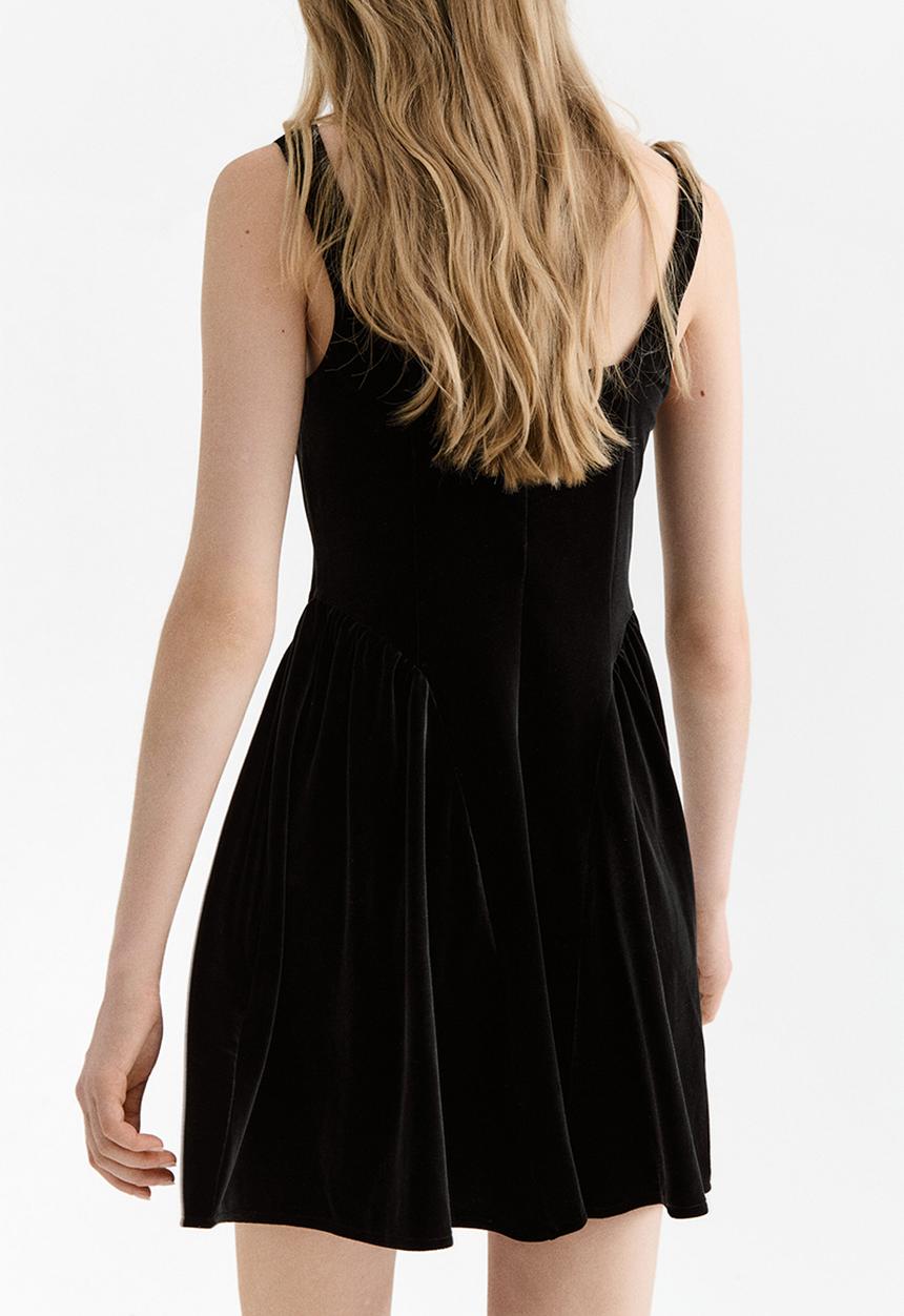 H&M - Sleeveless velour dress - black