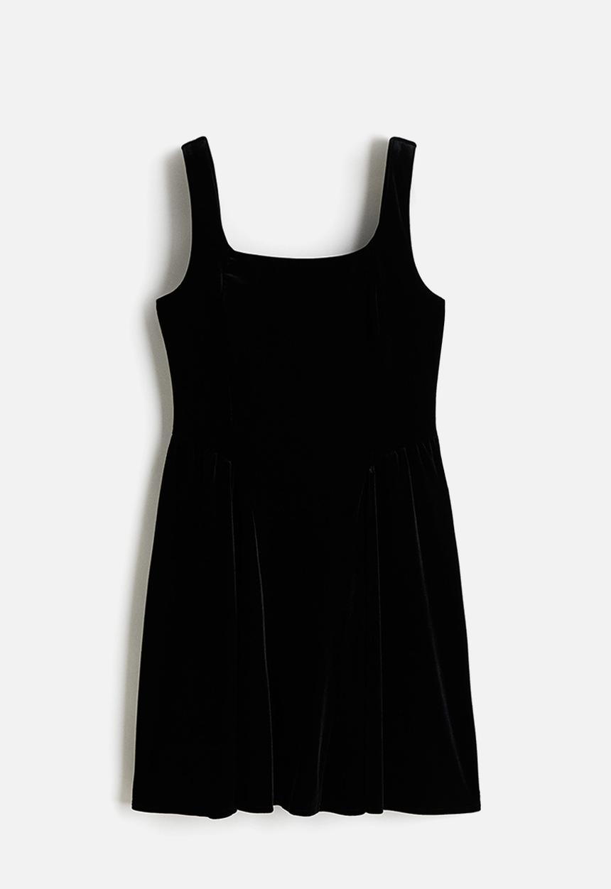 H&M - Sleeveless velour dress - black