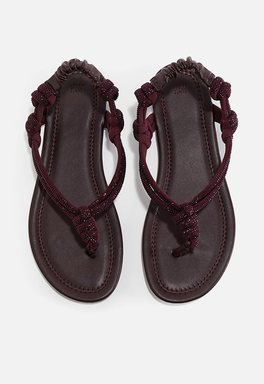 H&M - Rhinestone-embellished sandals - burgundy