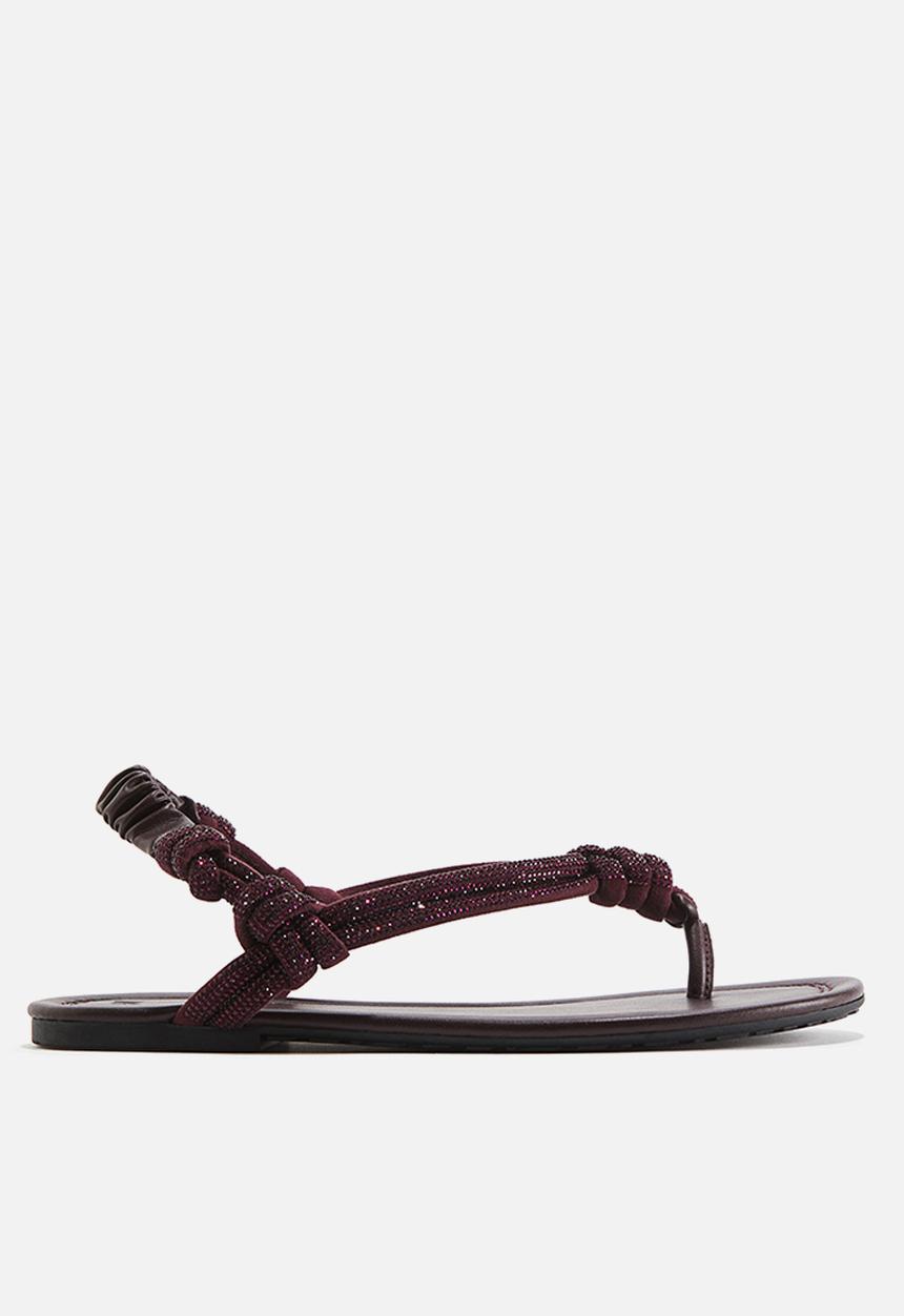 H&M - Rhinestone-embellished sandals - burgundy