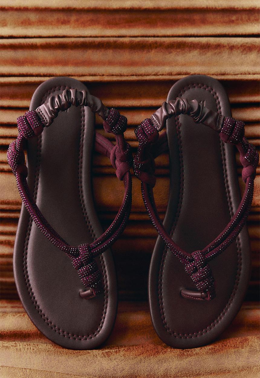 H&M - Rhinestone-embellished sandals - burgundy