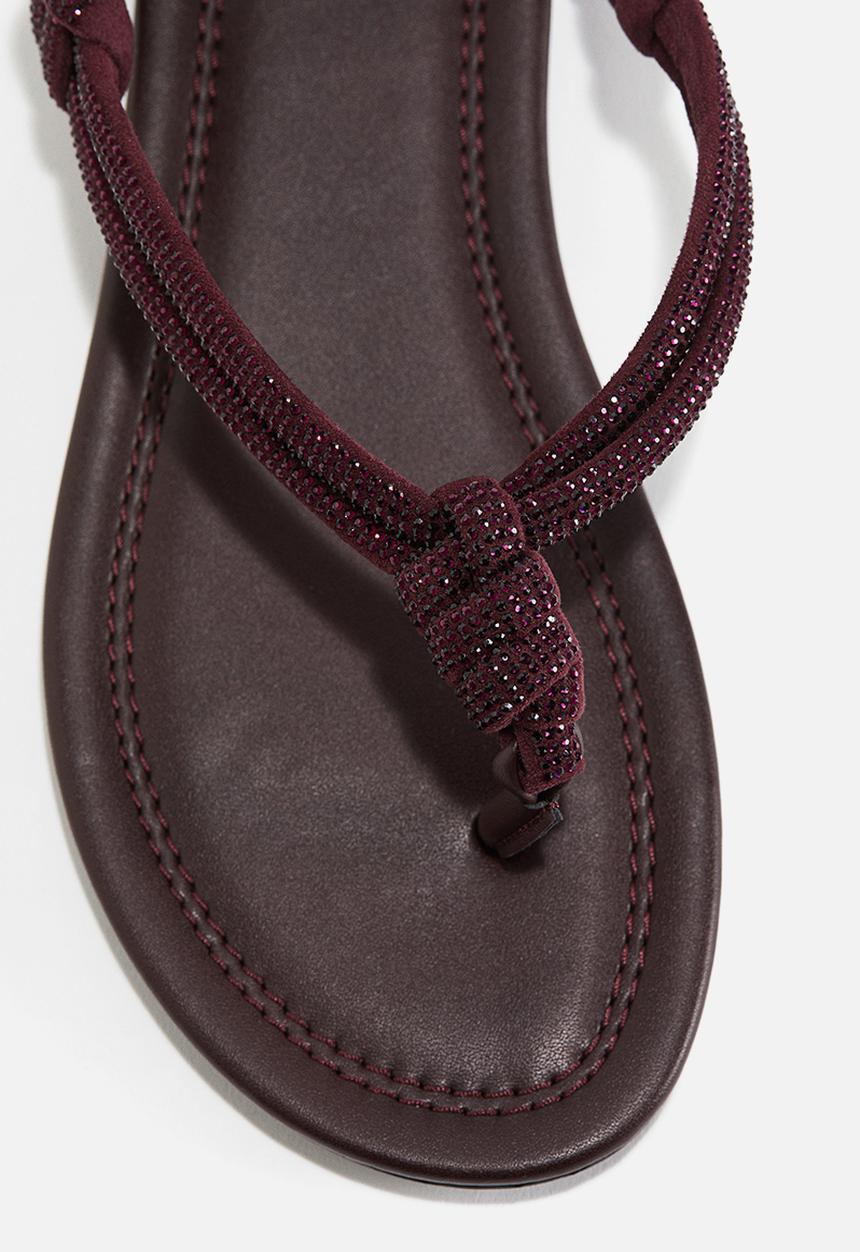H&M - Rhinestone-embellished sandals - burgundy