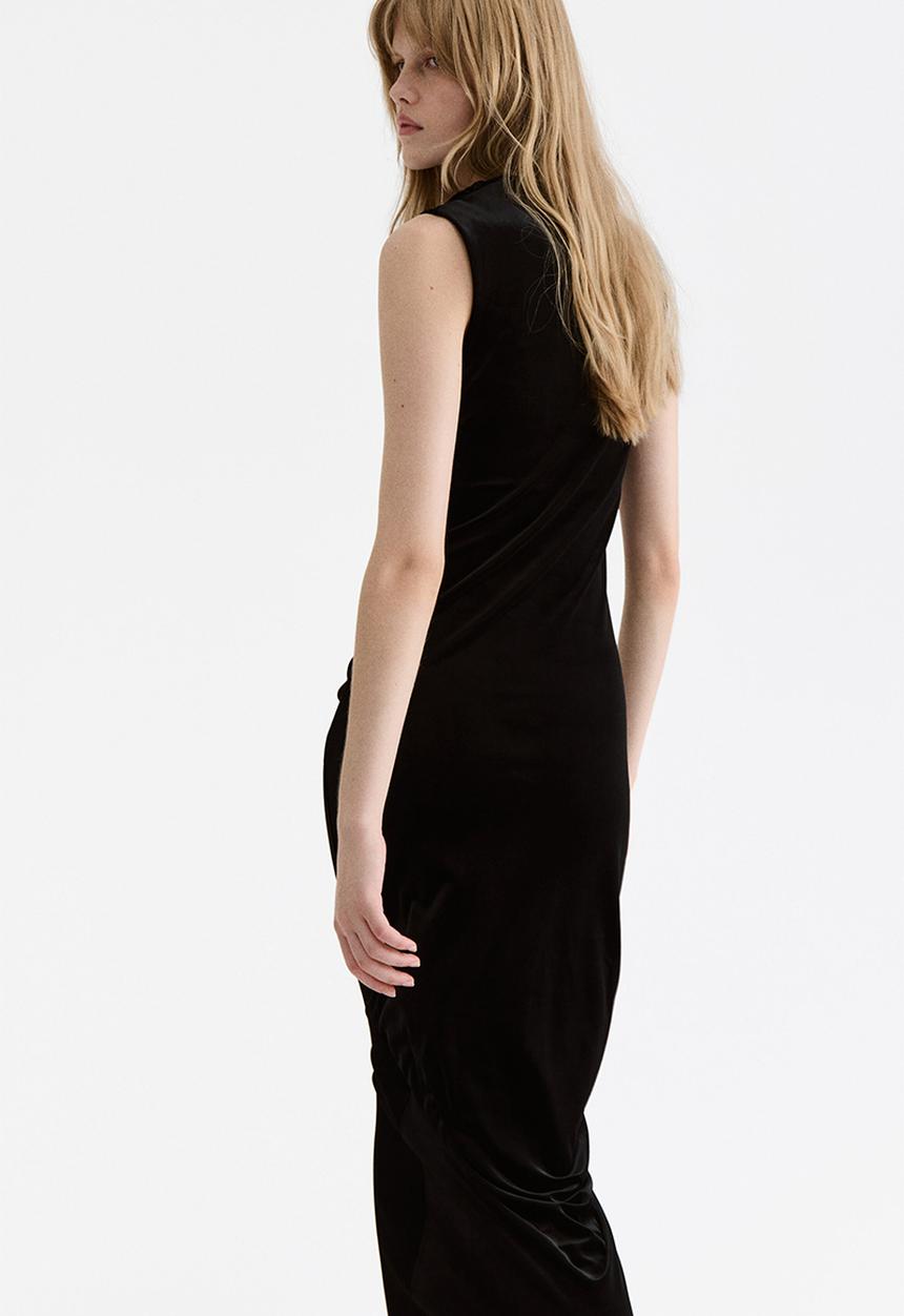 H&M - Sleeveless velour dress - black