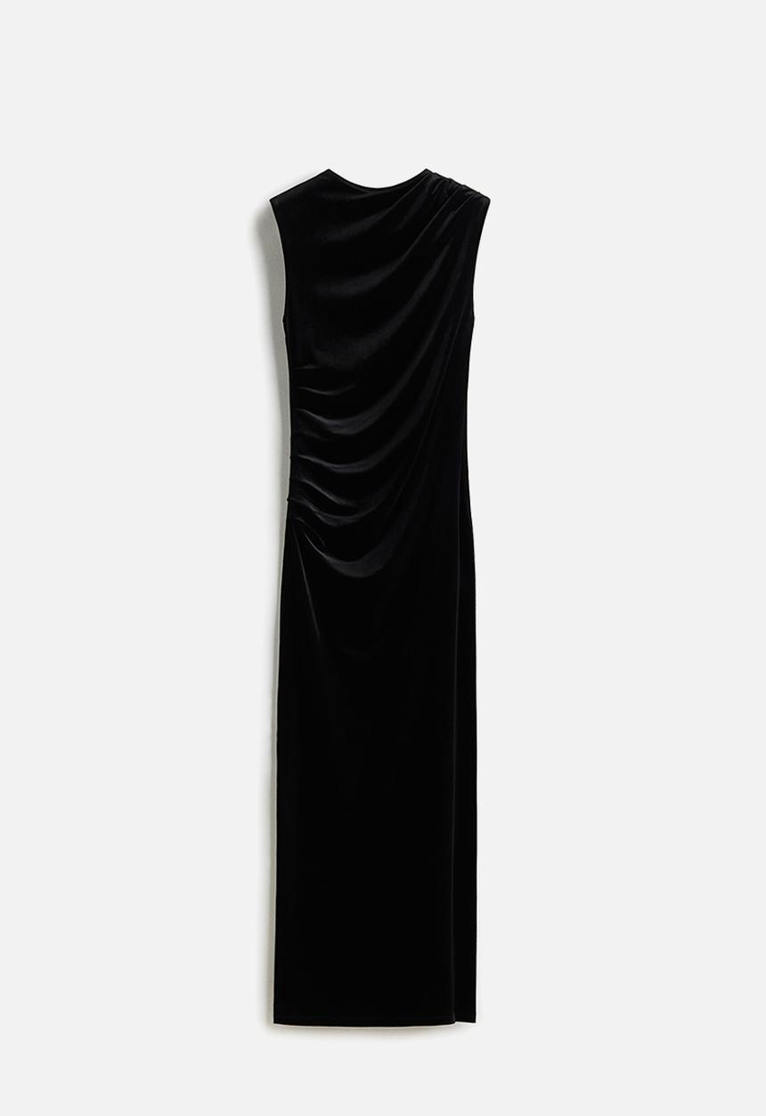 H&M - Sleeveless velour dress - black