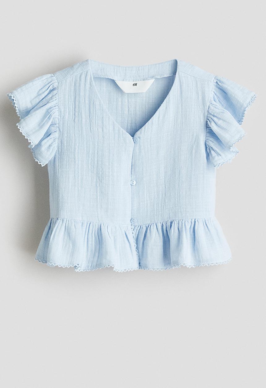 H&M - Cotton muslin blouse -  light blue