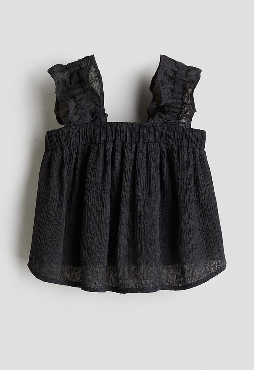 H&M - Crinkled chiffon top - dark grey 