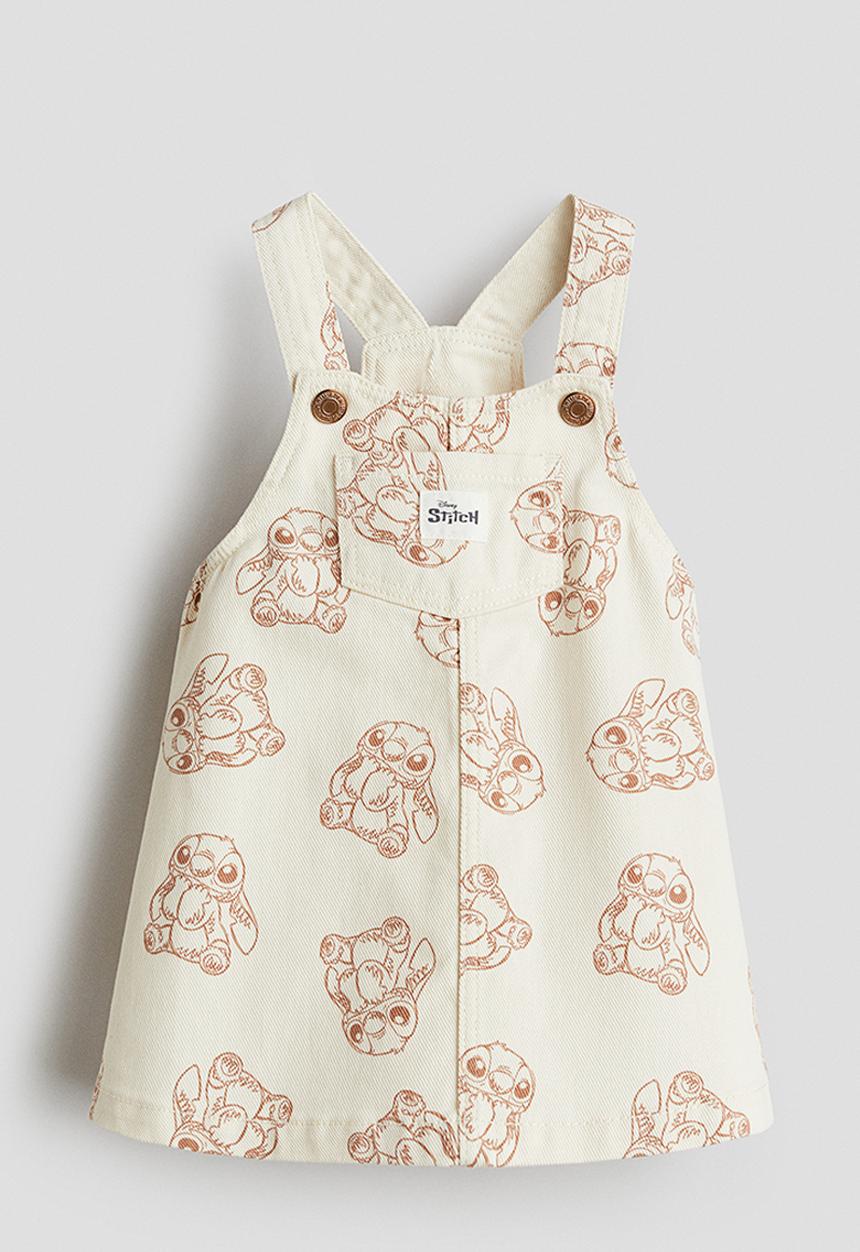 H&M - Printed dungaree dress -  cream/lilo & stitch 