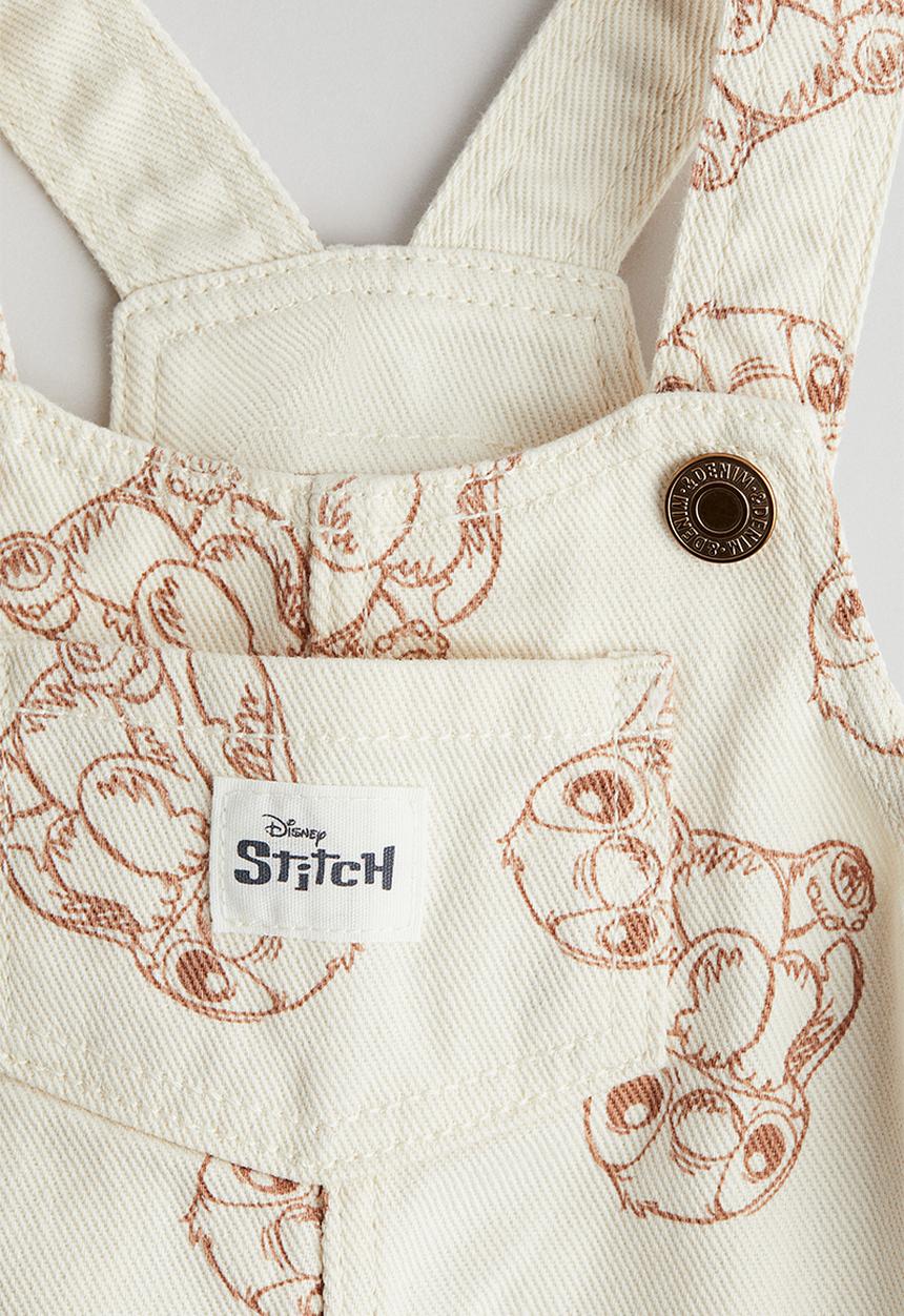 H&M - Printed dungaree dress -  cream/lilo & stitch 