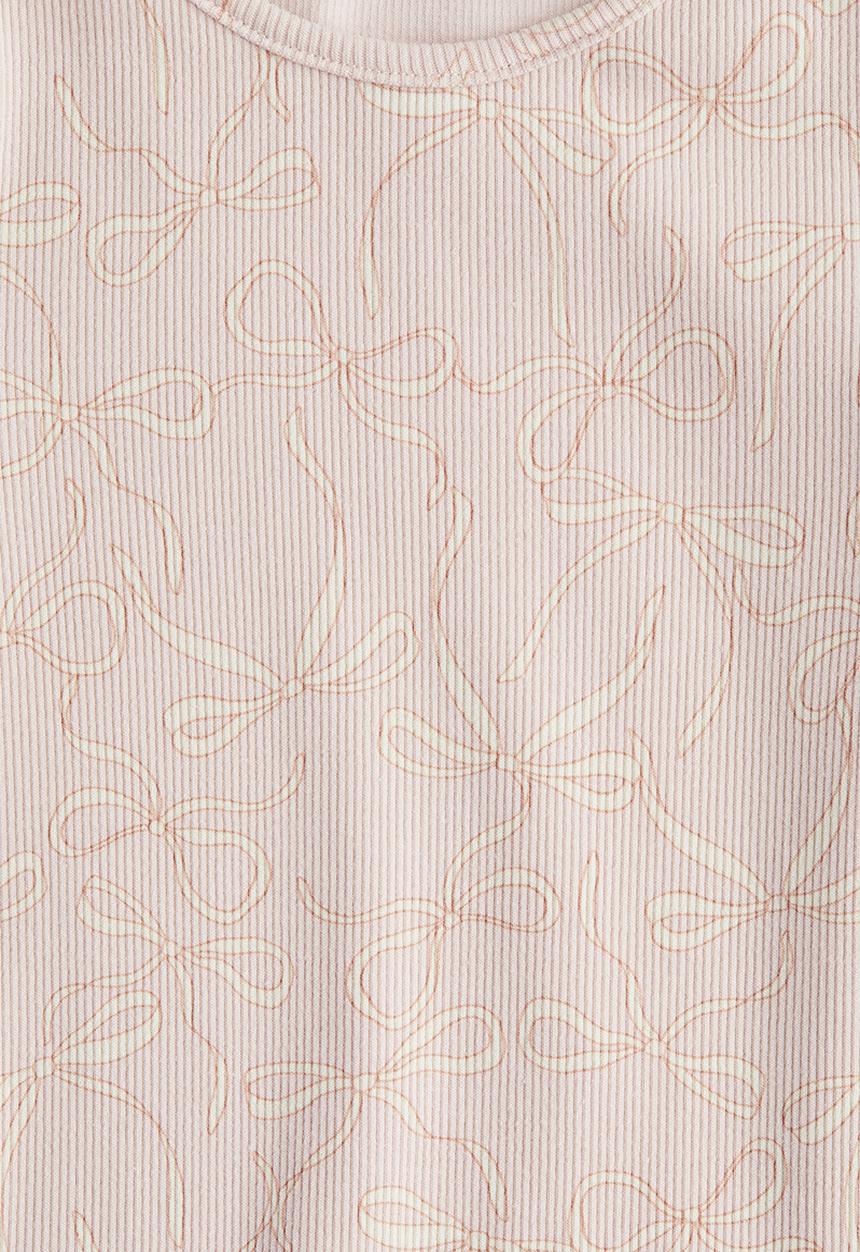 H&M - Ribbed cotton top -  light pink/bows