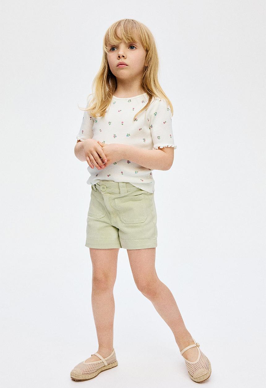 H&M - Ribbed cotton top -white/floral 