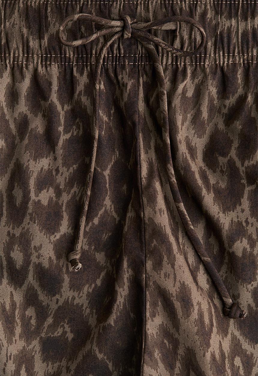 H&M - Cotton drawstring shorts - beige/leopard print