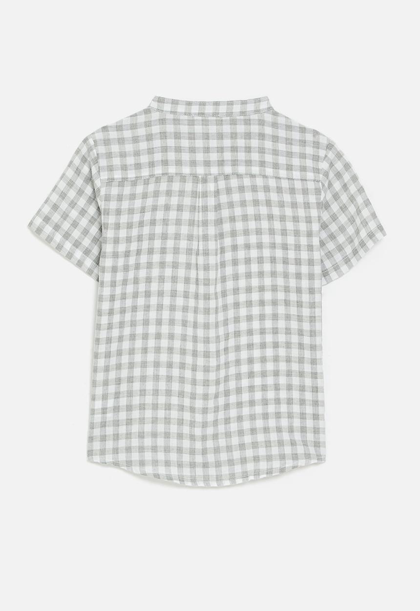Pop Candy - Mandarin collar shirt - grey check