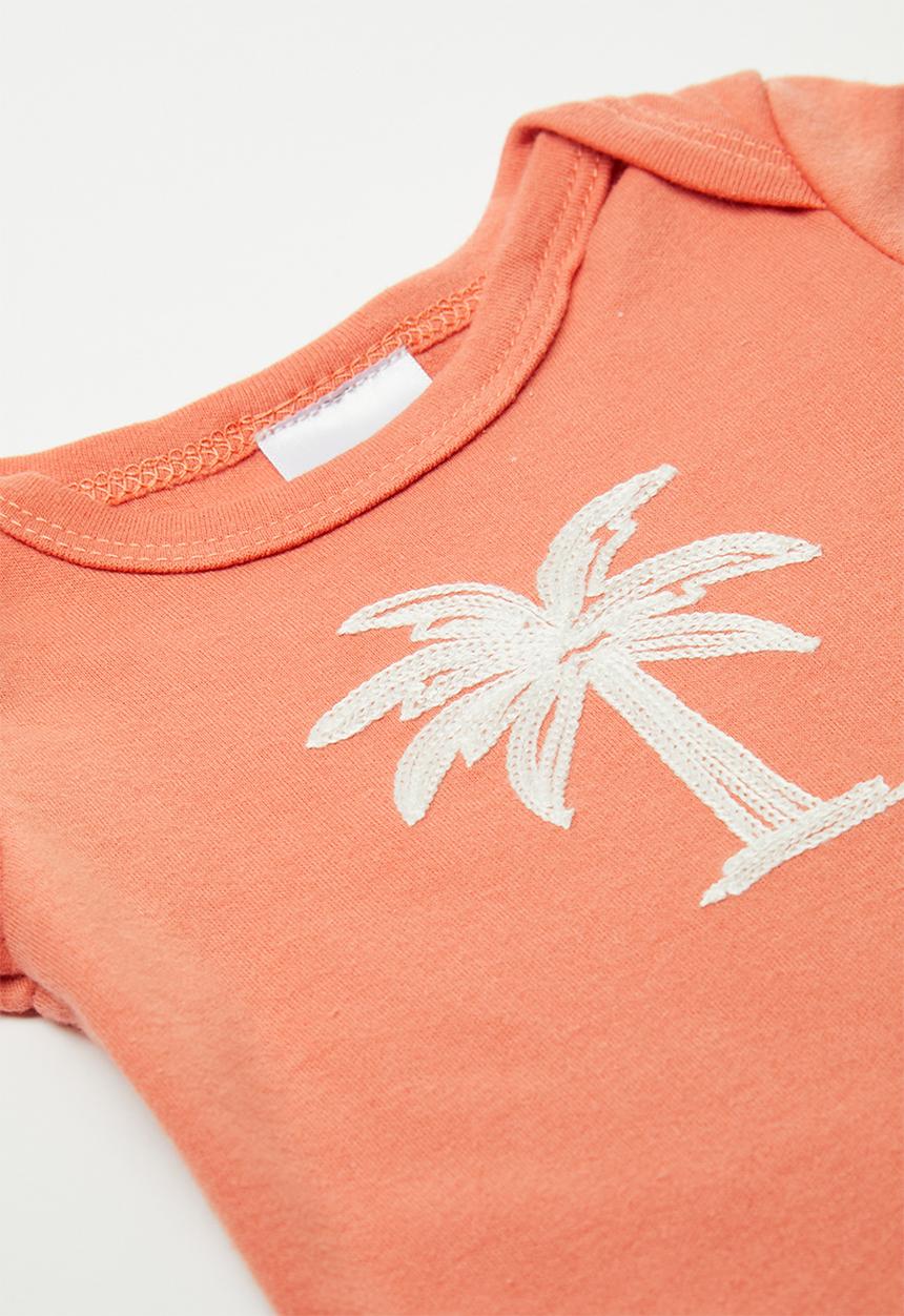 Pop Candy - Satin stitched palm tree bodysuit - sienna