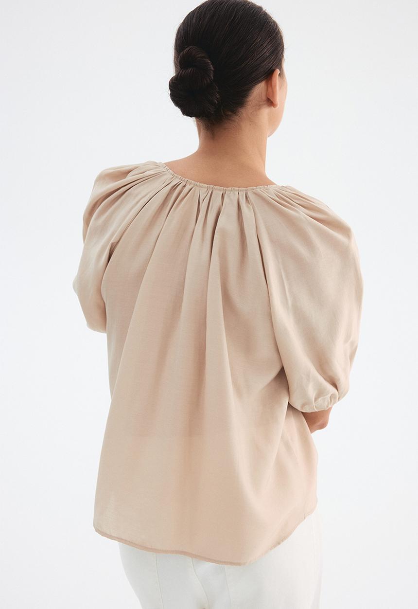 H&M - Balloon-sleeved blouse - beige