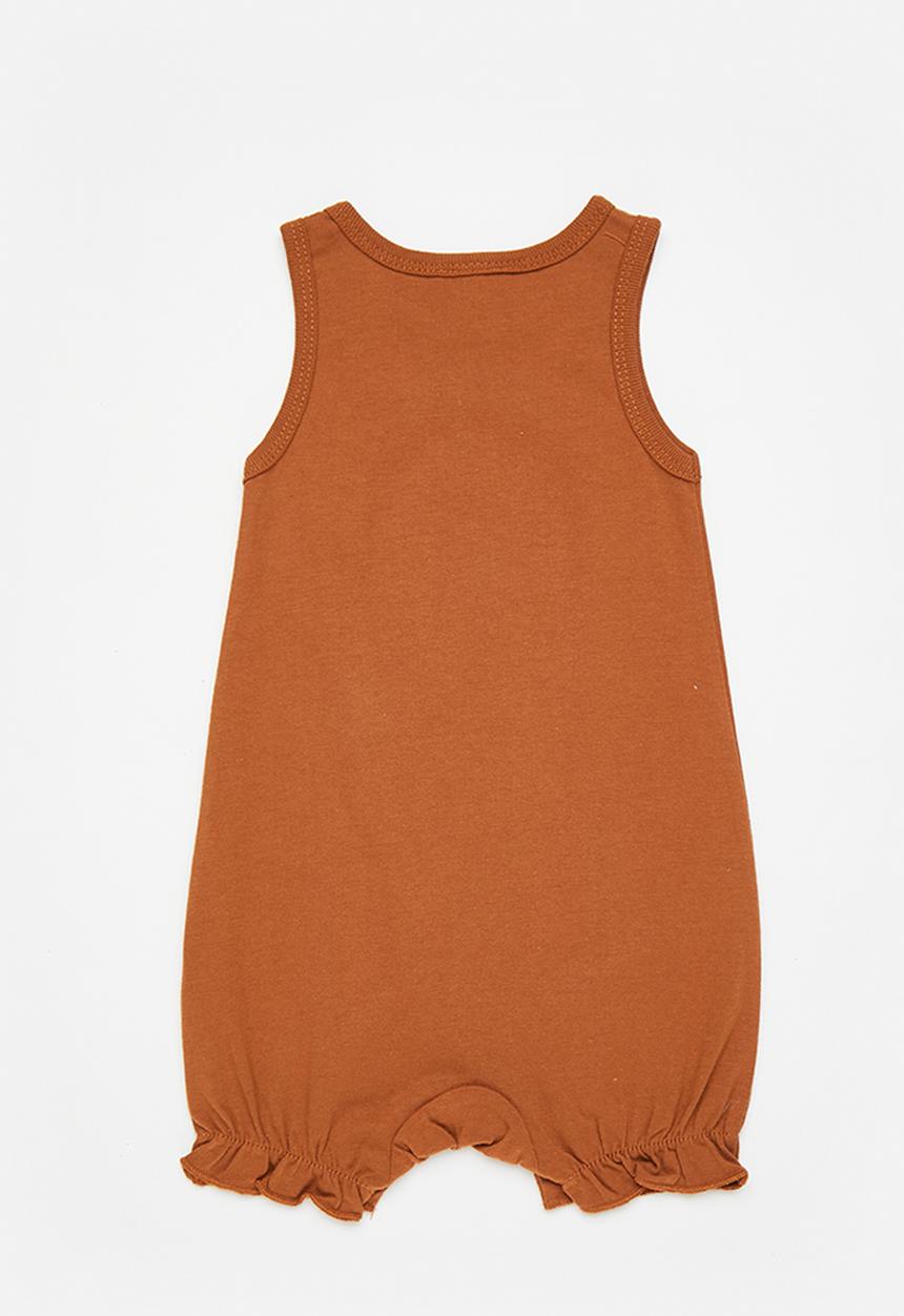 Pop Candy - Rainbow graphic and slogan romper - burnt sienna/love