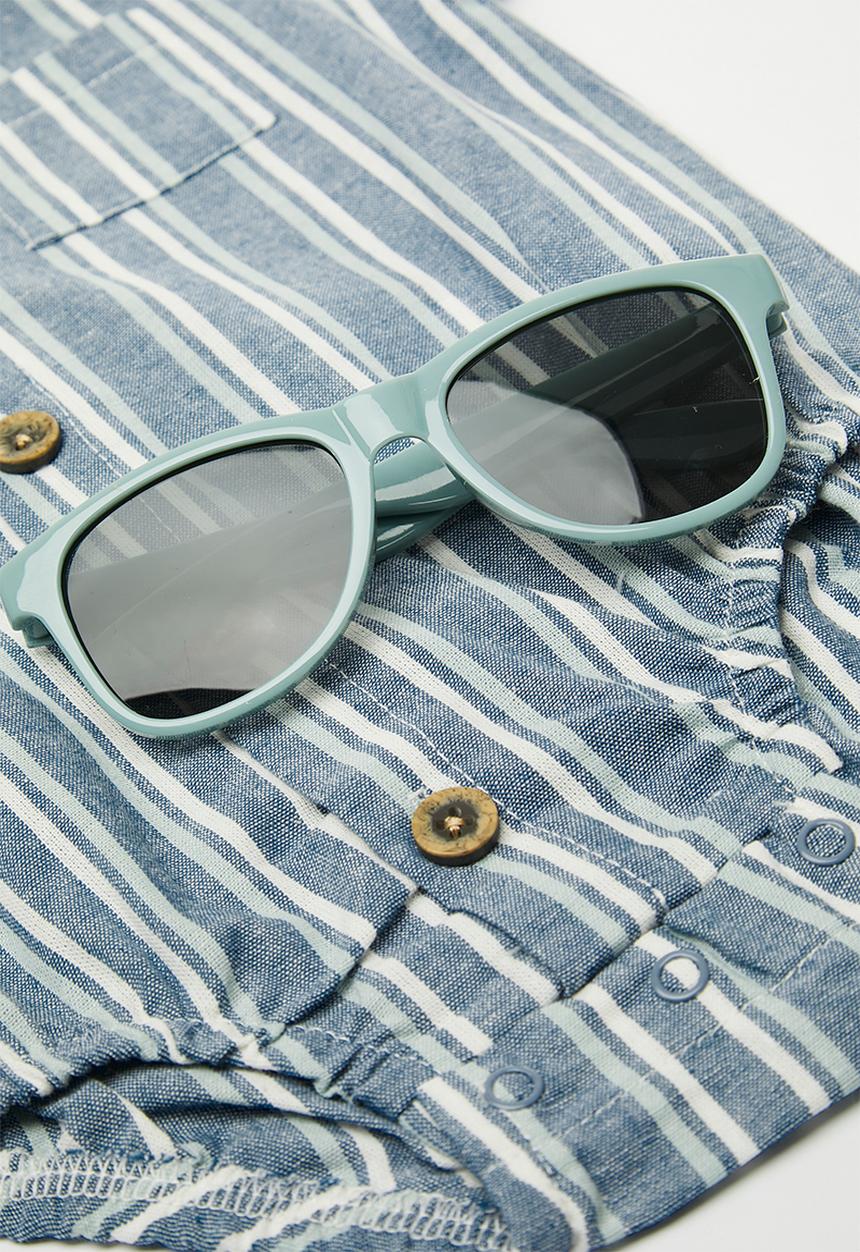 Pop Candy - Shirt-style bodysuit with sunnies - blue/white stripe