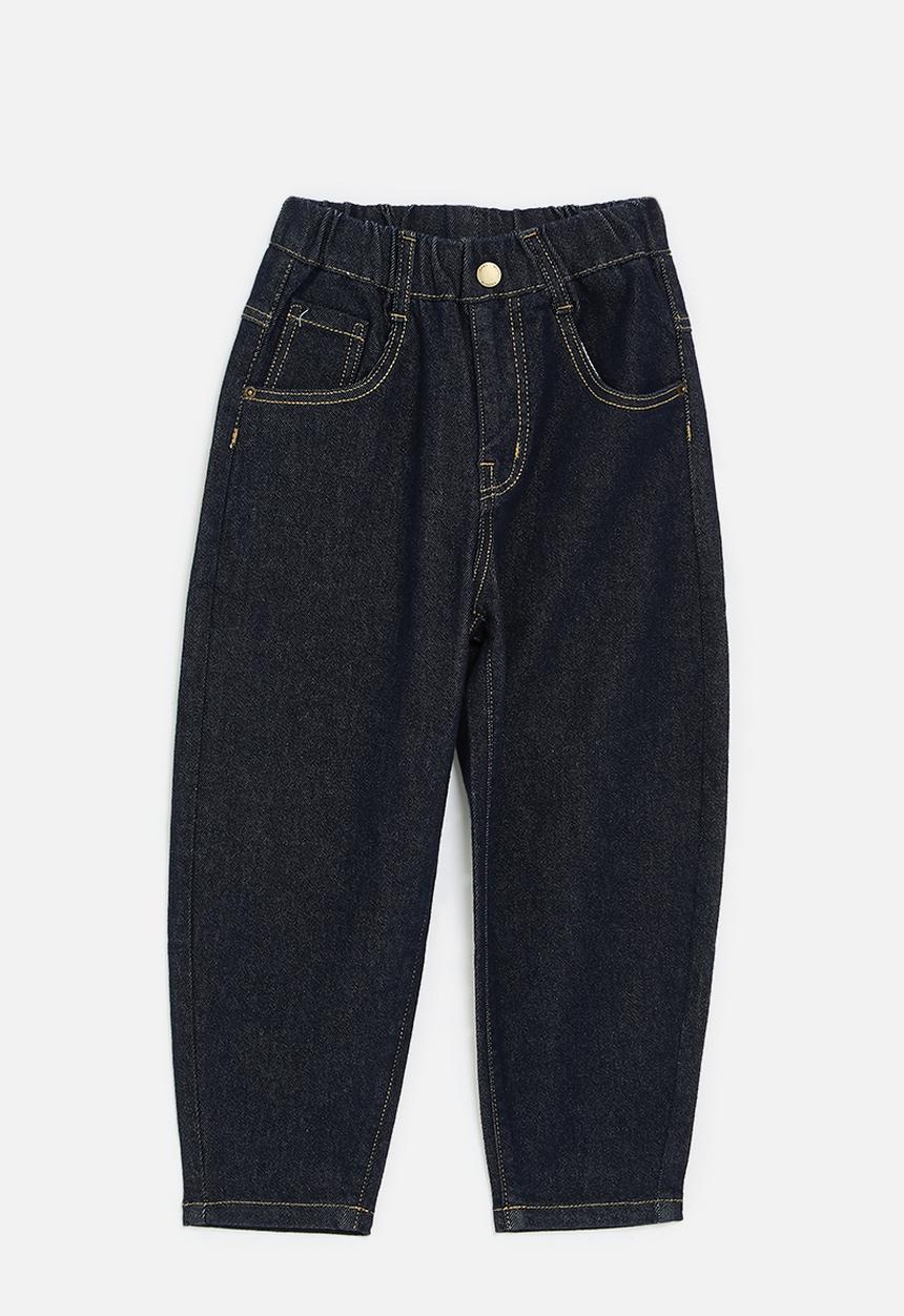 Pop Candy - Barrel jeans with elasticated waist - navy denim