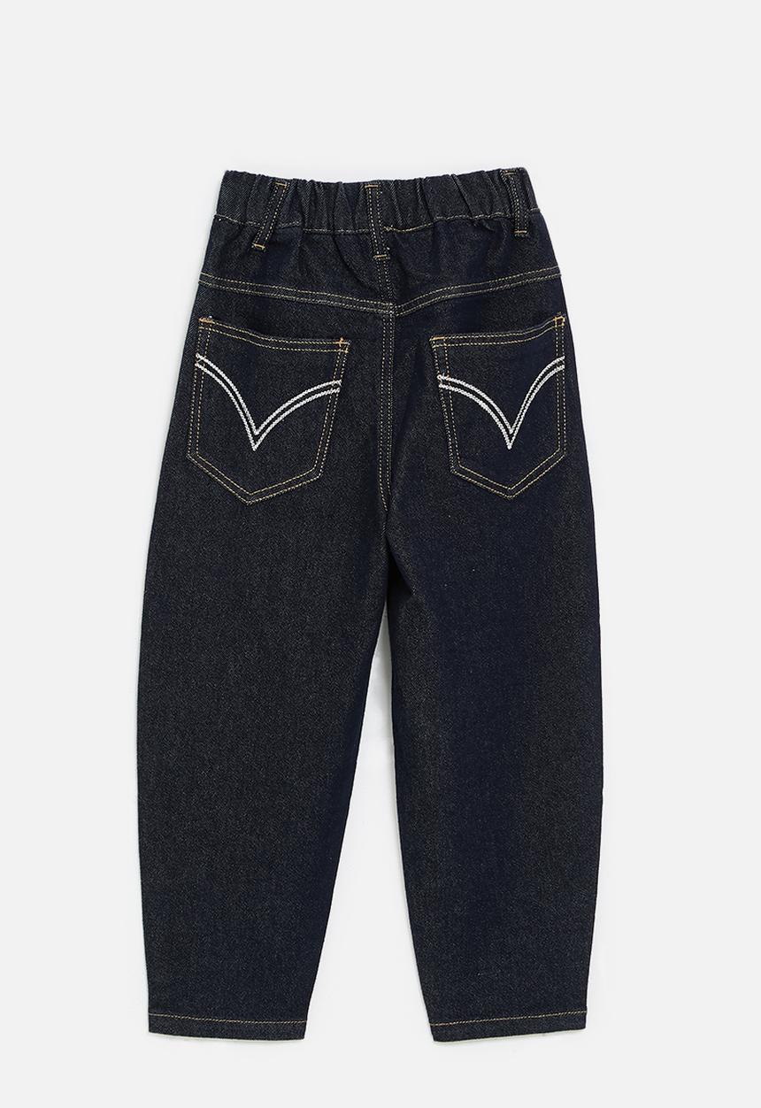 Pop Candy - Barrel jeans with elasticated waist - navy denim