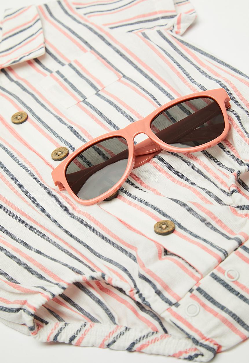 Pop Candy - Shirt-style bodysuit with sunnies - white/multi stripe