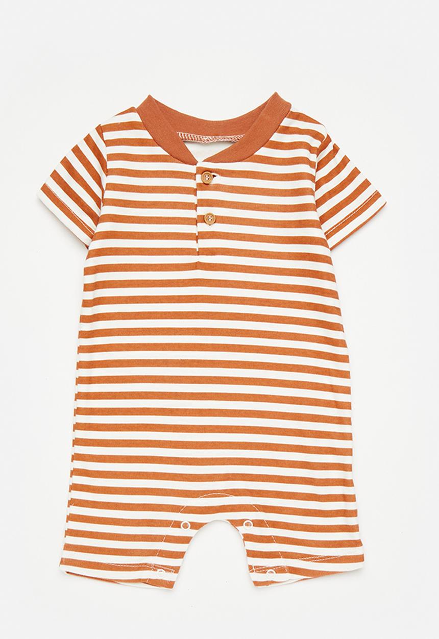 Pop Candy - Short sleeve romper - brown & white