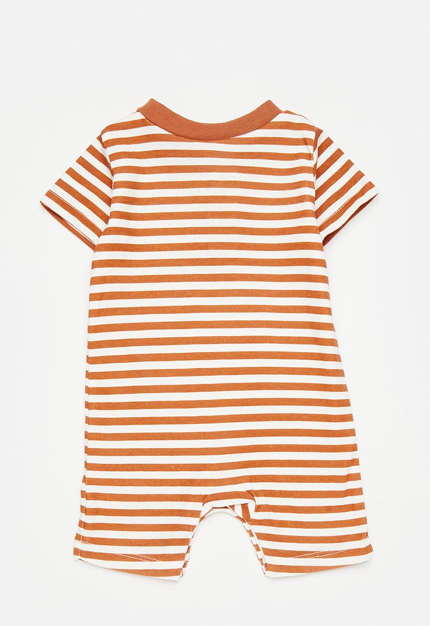 Pop Candy - Short sleeve romper - brown & white