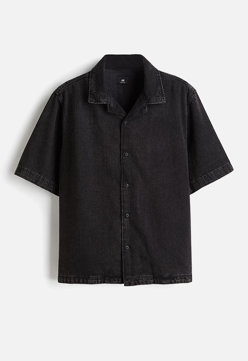 H&M - Regular fit denim resort shirt - black