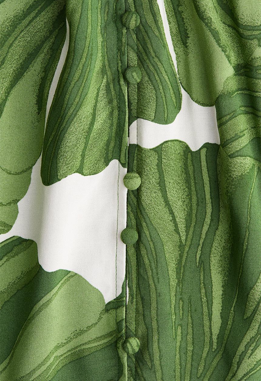 H&M - Crinkled tunic dress -  white/green leaves 