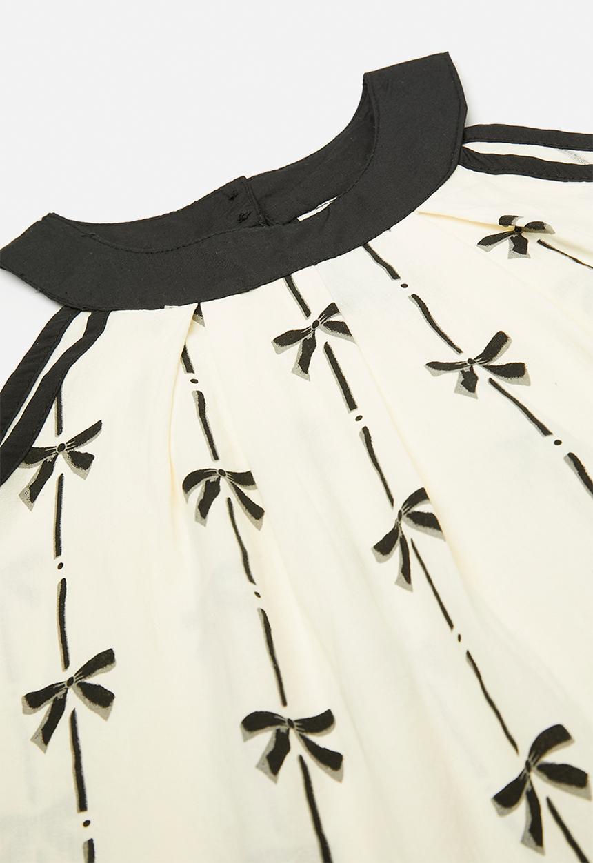 Pop Candy - Bows Print halter top & flared pants set - white/black bows