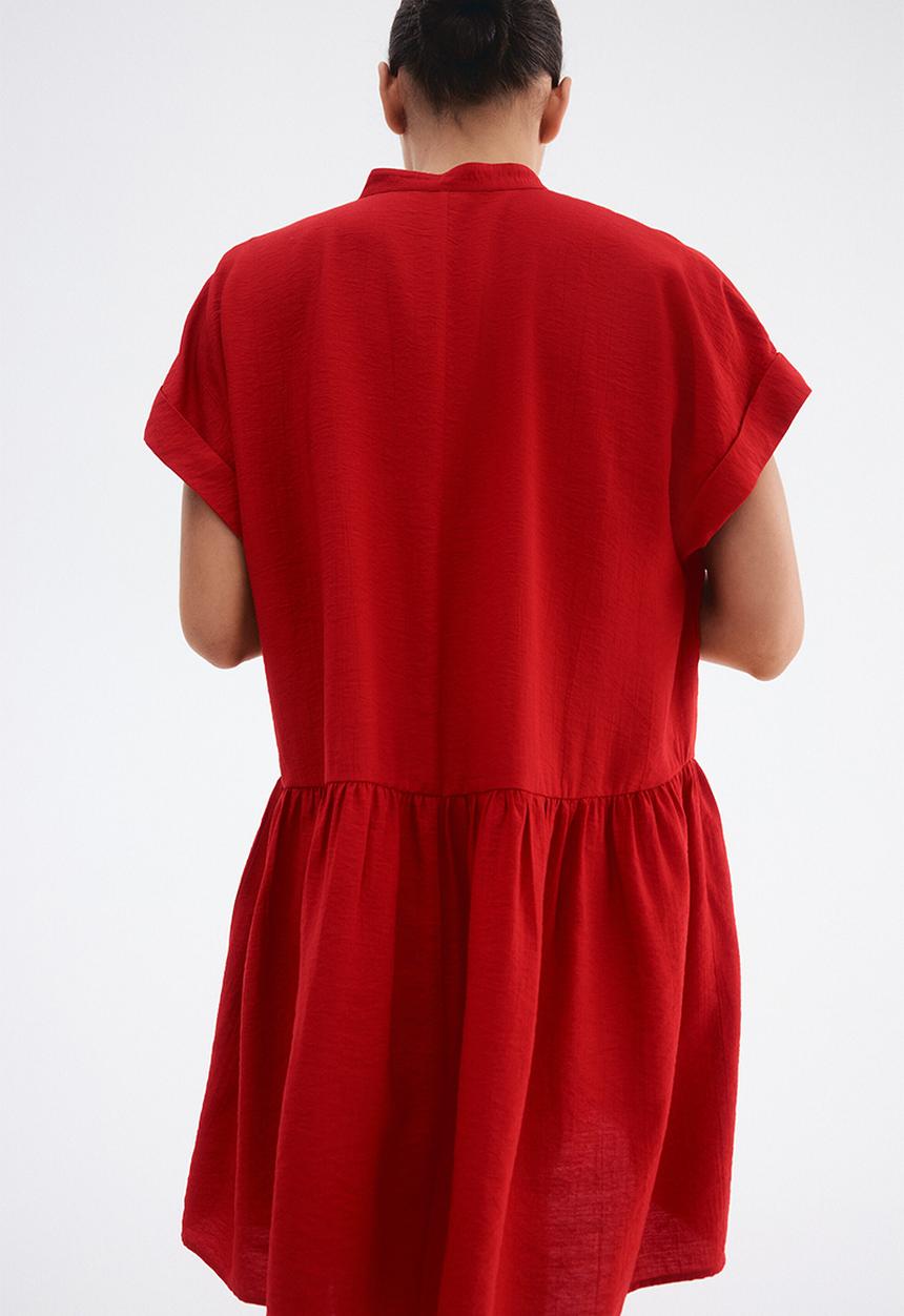 H&M - Crinkled tunic dress -  bright red 