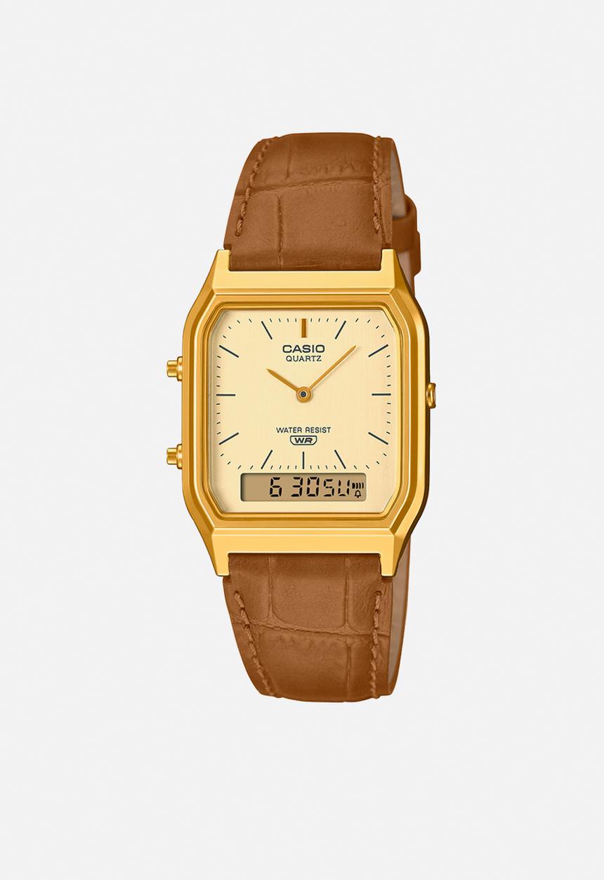 Casio - Casio Anadigi - Gold Brown Leather