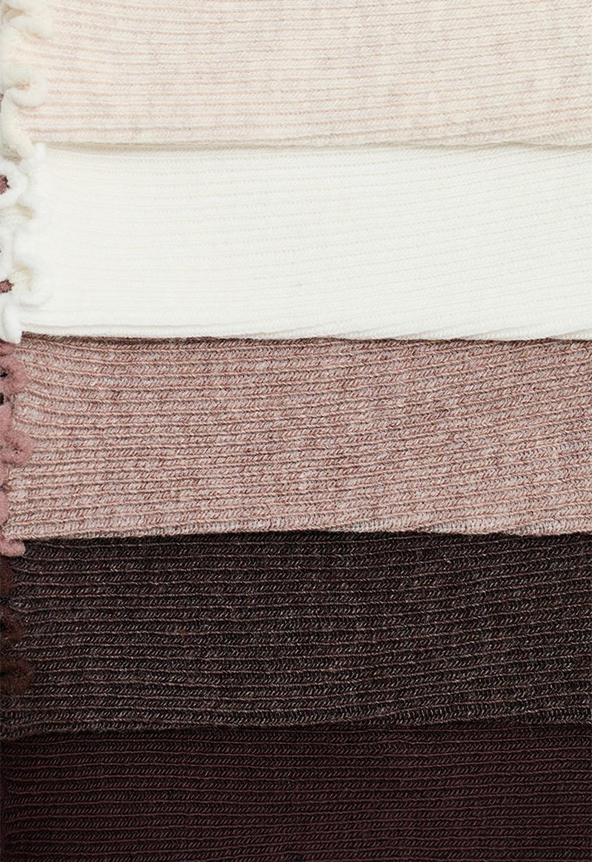 H&M - 5-pack rib-knit socks - white/cream marl/beige