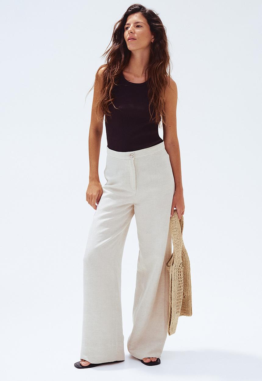 H&M - Linen-blend trousers - beige